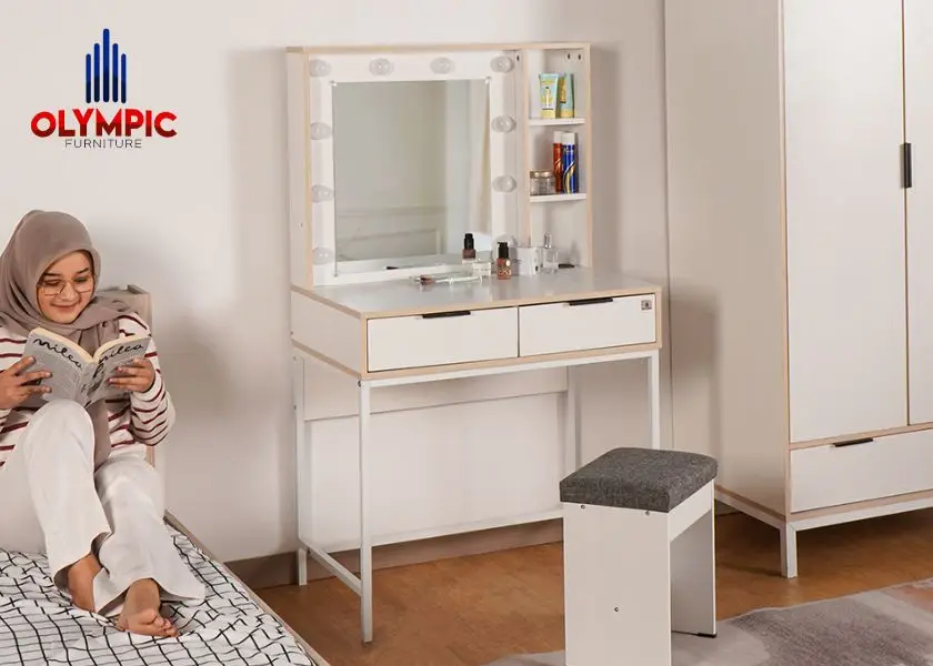 Meja Rias Minimalis Olympic MR Axena dengan Bohlam